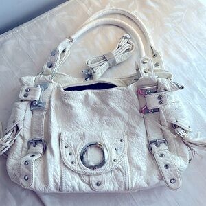 Cool white buckle bag w/ crossbody strap included